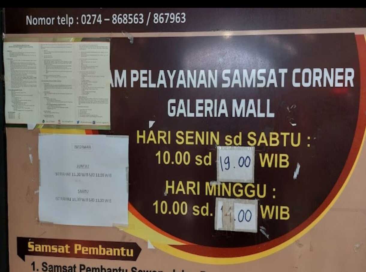 Jam Layanan Samsat Galeria Mall
